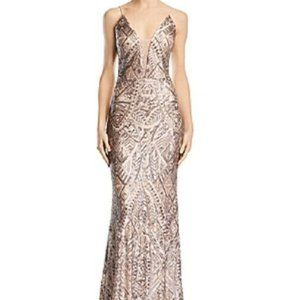 New Aqua Deco Sequin Evening Gown Prom Dress